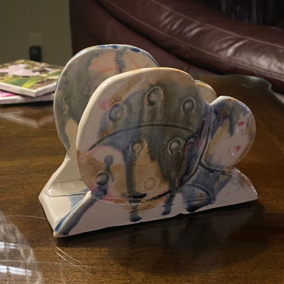 Handmade Ceramic Napkin holder  with Multicolor Design - Picture 3 of 3